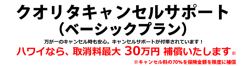 クオリタキャンセルサポート（ベーシックプラン） 万が一のキャンセル時も安心のサポートプランが登場！