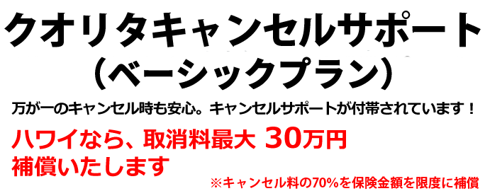 クオリタキャンセルサポート（ベーシックプラン） 万が一のキャンセル時も安心のサポートプランが登場！