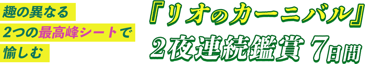 趣の異なる2つの最高峰シートで愉しむ 『リオのカーニバル』 2夜連続鑑賞7日間